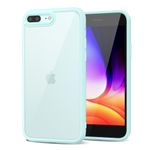 LoeoeL for iPhone 7 Plus / 8 Plus Case Clear, Transparent Hybrid 7 Plus / 8 Plus Phone Case [Hard Plastic & Soft Silicone Bumper] Acrylic Non Yellowing Thin Slim Protective Cover, Mint Green Teal