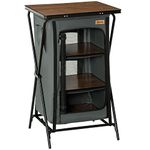 Outsunny Camping Cupboard, Aluminium Foldable Camping Kitchen Station Cook Table with Storage Shelves and Carrying Bag for BBQ Party Picnic Backyard