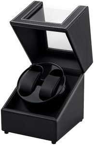 Mcbazel Watch Winder for Automatic Watches, Double Automatic Watch Winder Box with Quiet Japan-made Motor, Automatic Watch Display Storage Rotation Wristwatch Box with 2 Slots (Black PU Leather)