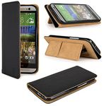 Black Mary Series Wallet Stand Phone Carrying Case for HTC One M8