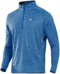 NORTHYARD Men's Running Shirt Long Sleeve Performance Zip Pullover Quick Dry Athletic Workout Shirts BLUEHEATHER-L