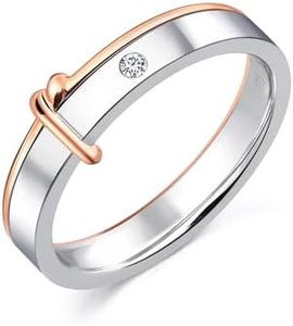 CHOW SANG SANG 18K Solid White & Red Gold PROMESSA Love Knot Diamond Ring for Women (US Size: 10.25, Diameter 20.1mm) 91329R