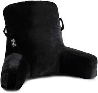 Reading Pillow Standard Bed Pillow Back Chair Pillow with Arms and Pockets Support for Sitting Up in Bed/Couch for Bedrest, Reading, Working on Laptop, Watching TV Fit for Adult and Children,Black