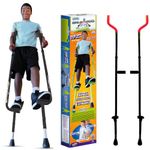 Geospace Original Walkaroo Xtreme Steel Balance Stilts with Height Adjustable Vert Lifters for Outdoor/Indoor Active Play & Exercise; for Adults & Kids up to 250 lbs (Black/Red)