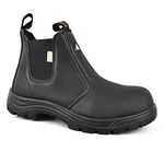 Tiger Men's Safety Boots Steel Toe CSA Lightweight Slip On Leather Work Boots 5925 (13 3E US MEN, Black)