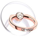 Transparent Phone Ring Stand Holder - EI Sonador Cell Phone Ring Holder Finger Grip 360 Degree Rotation (2 Rose Gold Diamond)