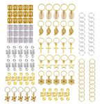 nuoshen 120 Pieces Hair Cuffs and Braid Rings, Metal Hair Charms Hair Braiding Beads for Hair Decorations Pendants