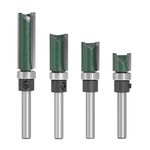 Gasea 4pcs 1/4 Inch Shank Flush Trim Pattern Template Router Bit Set Woodworking Top Bearing Milling Cutter Tool 1/2", 3/4", 1", 1-1/2"