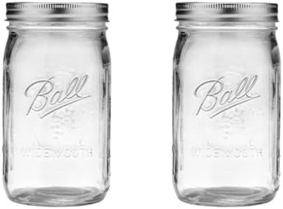 Ball Quart (32oz) Jar with Silver Lid, Wide Mouth, Set of 2