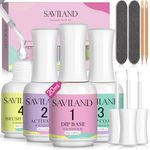 SAVILAND Dip Powder Liquid Set 4x20ML: 11pcs Ultimate Nail Dip System Essentials Liquid Large Capacity Dip Powder Base Activator Top Coat Saver Dip Powder Nail Kit No Need Curing for Nail Dip User