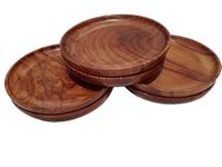 SHAHAZ CRAFTS® Wooden Sheesham Plate,Serving Plate,Dinner Plate,Pizza for Home and Kitchen Set of 6(Size-8 Inch)/ 21 cm.