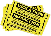 100 MESS Parking Violation Stickers Hard to Remove - No Parking Stickers - Bad Parking Stickers - Super Sticky Warning Stickers for Towing Parked Cars 8x5 in (Yellow Bilingual, 100)