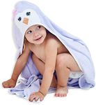 HIPHOP PANDA Hooded Towel - Rayon Made from Bamboo, Bath Towel with Bear Ears for Newborn, Babie, Toddler, Infant - Absorbent Large Baby Towel - Purple Penguin, 30 x 40 Inch