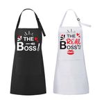 ROSEMO 2 Pack Couples Aprons, Couples Cooking Apron with 2 Pockets, His and Hers Aprons as Valentine's Day Wedding Anniversary Engagement Bridal Shower Gift for Couples and Newlyweds