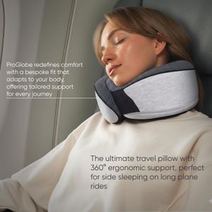 Proglobe Memory Foam Travel Pillow – Grey Neck Support Cushion
