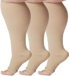 (3 Pack) 7XL Big and Tall Compression Socks 20-30mmHg Extra Large Wide Calf - Plus Size Compression Support Hose for Men and Women Bariatric Fatigue Pain Leg Swelling Recovery - Beige, 7X-Large