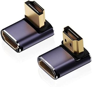 AreMe 8K HDMI 2.1 Right Angle Adapter (2 Pack), Up&Down 90 Degree and 270 Degree HDMI Male to HDMI Female Extender Connector Aluminum Alloy