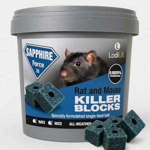 Rat & Mouse Poison Bait Blocks Max Strength Single-Feed Rodent Killer – Fast-Acting All-Weather Blocks Brodifacoum 0.0025% Indoor & Outdoor Use Mouse Killer Must Be Used in a Bait Station 300g