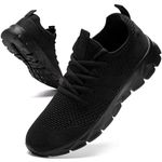 Oltyutc Trainers Men Running Walking Shoes Men's Comfortable Breathable Gym Sneakers Workout Athletic Black Size 12 UK(Label Size:47)