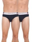 U.S. POLO ASSN. Mens Cotton Super Soft Branded Waist I006 Briefs-Pack of 2 (Navy L), Blue