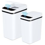 Anborry Bathroom Trash Cans with Lid 2 Pack Touchless Automatic Motion Sensor 2.2 Gal & 4 Gal Small Garbage Can, Smart Electric Narrow Garbage Bin for Bedroom Office Kitchen (White)