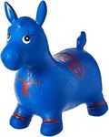 Horse Bouncer with Hand Pump, Inflatable Space Hopper, Ride-on Bouncy Animal (Blue)