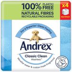 Andrex Classic Clean Washlets Moist Toilet Tissue Quad, 4 x 36 Wipes