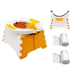 Lvpradior Portable Potty for Toddler Travel, Foldable Potty Training Seat for Boys Girls with 60pcs Trash Bag, Toddler Potty Chair for Home, Car, Outdoor Travel, Picnic, Beach (Orange)