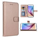 Compatible with Samsung Galaxy S6 Wallet Case and Wrist Strap Lanyard and Leather Flip Card Holder Cell Accessories Phone Cover for Glaxay S 6 Gaxaly 6s Galaxies GS6 SM-G920V G920A Women Men Pink