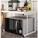 Rainbow Tree 2-Tier Microwave Oven Rack with Shelf for Kitchen, Heavy Duty Microwave Toaster Stand Kitchen Counter Top Organizer, Wooden Kitchen Baker’s Rack with Metal Frame White