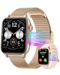 Smart Watch for Women Android Phones: 1.96'' Screen Fitness Smartwatch for iPhone Compatible,Waterproof Smart Digital Watches for Women Samsung IOS iPhone Answer/Make Call (Gold)