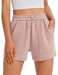 PINSPARK Sports Pants Women Short Summer Running Pants High Waist Sports Shorts Running Shorts with Pockets Short Pants Quick-Drying Sports Shorts Running Shorts for Fitness Gym Yoga Pink