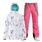 GSOU SNOW Women's Ski Jacket and Pants Waterproof Windproof Snowsuit Snowboarding Coat Insulated Hoodie Warm Winter