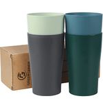 Greentainer 4 PCS Unbreakable Drinking Cups, Tea Juice Coffee Cup Tumbler for Adults Set 4 - Multicolor Mug Sets, Dishwasher and Microwave Safety