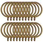 ZOFUN 50 Pcs Brass Curtain Rings, 38mm Antique Brass Curtain Rings with Eyelet for Hooks, Fine Metal Curtain Rings Brass, Rustpoof Cutain Rail Rings for Window Rods Shower Curtains