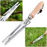 Garden Weeding Tools Multifunctional Manual Weeder Wooden Handle Weed Remover Tool,Stainless Steel Weeder with Measure, Dandelion Removal Tool Hand Weed Puller for Garden Yard Patio Lawn Transplant