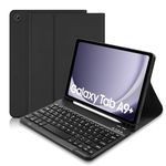 COEZFE Case with keyboard for Samsung Galaxy Tab A9 Plus, Keyboard Case for Samsung Galaxy Tab A9+ Plus 11 inch (SM-X210/X216/X218), Detachable Bluetooth Keyboard for Samsung A9+ /A9 Plus 2023, Black