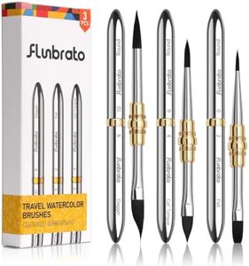 FLUNBRATO 3pcs Dual-Tip Watercolor Brush Set, 6 Tip Styles, Synthetic Squirrel Hair Travel Paint Brushes for Watercolor Acrylic Gouache Ink, Plein Air Painting Kit
