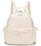 I IHAYNER Mini Backpack for Women Quilted Leather Backpack Bowknot Small Backpack for Ladies Travel Purse and Shoulder Bag Beige