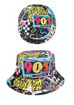 HENBRANDT 1 x Adult Bucket Hat Nineties Party Time Retro 90s Unisex Streetwear Wide Brimmed Outdoor Hat Vintage Style Nostalgia Fisherman’s Cap Summer Fun Beach Sun Hat for Men and Women