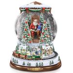 Thomas Kinkade A Visit with Santa Illuminated Musical Snowglobe with Moving Train by The Bradford Exchange