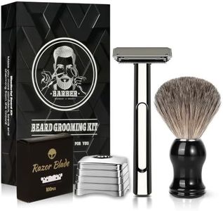 Dual-Blade Safety Razor Set With Magnetic Head & 110 Blades, Shave Brush & Razor Stand - Precision Shaving, Reusable & Plastic-Free Shaver, for Beard, Head, Leg Shaving for Men Women - Pro Max Black