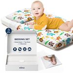 Cot Bedding Set (3 Pcs) - Crib Sheets 83 x 50 cm + Quilt Cover + Pillowcase - Cot Bed Sheets Compatible with Chicco Next To Me, Babylo Cozi Sleeper, Tutti Bambini Cozee Bedside Crib (Jungle) Niimo