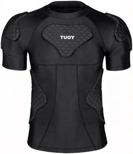 DGQY Men's Padded Compression Shirt Protective Gear with Chest Rib Shoulder Back Sternum Pads | Professional Guard Padded Shirt for Adult Football Soccer Baseball Softball Paintball Rugby
