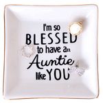 PUDDING CABIN Aunt Gifts Trinket Dish - I'so Blessed to Have a Auntie Like You - Birthday Gift for Auntie, Gift for Aunt from Nephew, Gift from Niece to Aunt, Special Aunt Gift, Aunts Birthday Gift