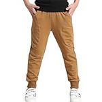 Rysly Boys Cotton Sweatpants Kids Casual Jogger Pants Tapered Ankle Pants Age 4-12 Years (Camel,150)