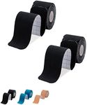 Kinesiology Tape Precut 2 Rolls Pack-Athletic Kinesiology Tape for Muscle & Joints-Physical Therapy Tape for Knee,Ankle,Shoulder,Back,Plantar Fasciitis-Latex Free and Water Resistant-40 Strips,Black