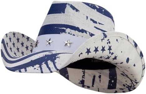 e4Hats.com Western Toyo US Flag Cowboy Hat - Blue Flag M