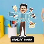 ZOCI VOCI Personalized Toony Caricatures | Best Rakhi Gift for Brother, Sister, Cousins | Funny Photo Frame Caricature Standees for your Siblings (Multitasking Man)