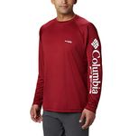 Columbia Sportswear Men's Terminal Tackle Long Sleeve Shirt, Beet/White Logo, Small